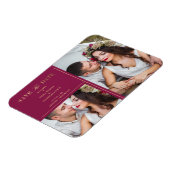 Burgundy Golden 2 Minimalist Wedding Date Magnet (Linke Seite)