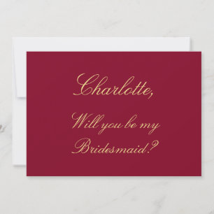 Burgundy Golden Beige Bridesmaid Vorschlagskarte Einladung