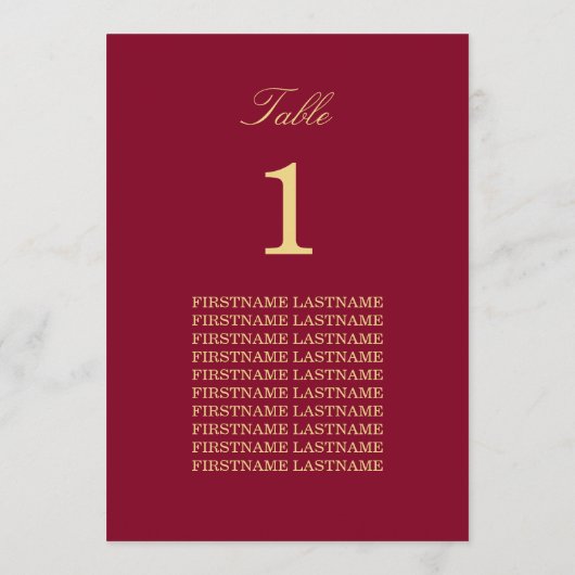 Burgundy Golden Beige Gästekarte (Rückseite)