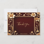 Burgundy Golden Blume Danke-Card Dankeskarte (Vorderseite)