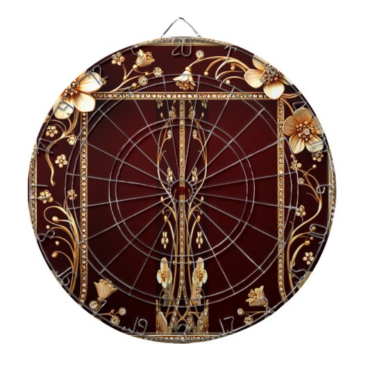 Burgundy Golden Blume Dartboard Dartscheibe (vorne)