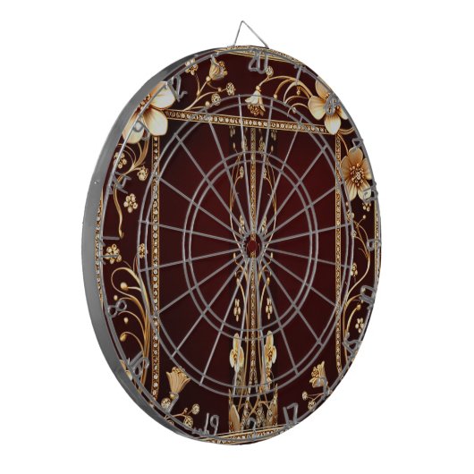 Burgundy Golden Blume Dartboard Dartscheibe (Vorderseite Links)