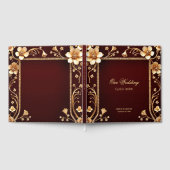 Burgundy Golden Blume Gästebuch (Voll)