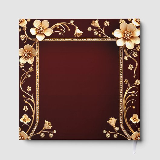 Burgundy Golden Blume Gästebuch (Rückseite)