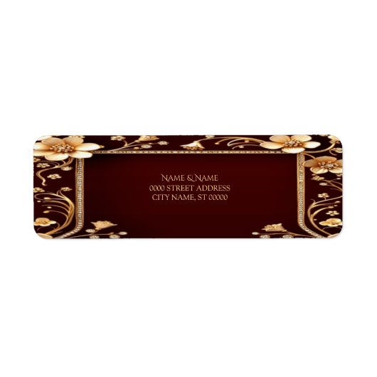 Burgundy Golden Blume geben das Adressetikett zurü (Vorne)