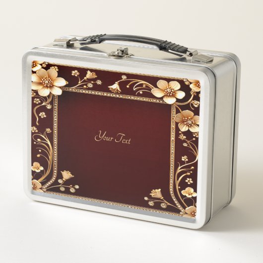 Burgundy Golden Blume Lunchbox (Vorderseite)