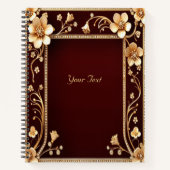 Burgundy Golden Blume Notebook Notizblock (Vorderseite)