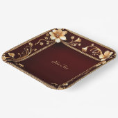 Burgundy Golden Blume Papierplatte Pappteller (Gewinkelt)