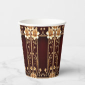Burgundy Golden Blume Papiertasse Pappbecher (Vorderseite)