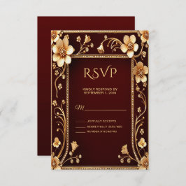 Burgundy Golden Blume RSVP-Karte RSVP Karte