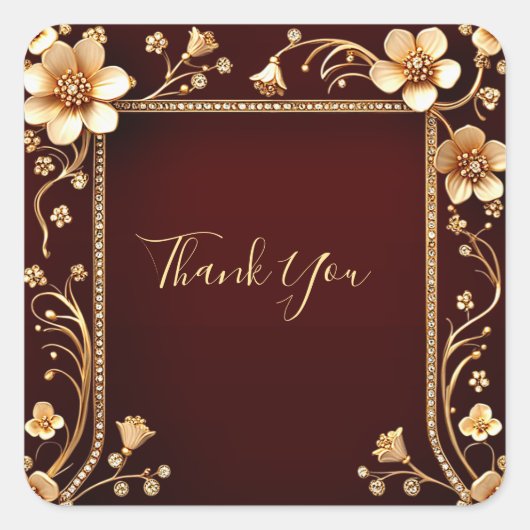 Burgundy Golden Blume Sticker (Vorderseite)