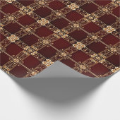 Burgundy Golden Blume Umschlagpapier Geschenkpapier (Ecke)