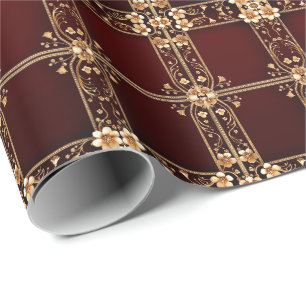 Burgundy Golden Blume Umschlagpapier Geschenkpapier
