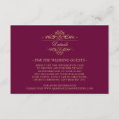 Burgundy Golden Luxe Hochzeitskarte Begleitkarte (Vorderseite)
