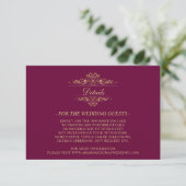 Burgundy Golden Luxe Hochzeitskarte Begleitkarte (Stehend Vorderseite)