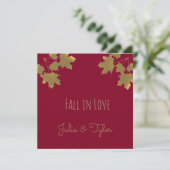 Burgundy Golden Maple Blätter - Rückgang der Liebe Einladung (Stehend Vorderseite)