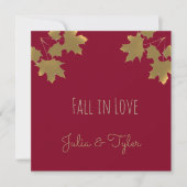 Burgundy Golden Maple Blätter - Rückgang der Liebe Einladung (Vorderseite)