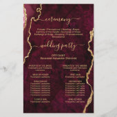 Burgundy Golden Marble Hochzeitsprogramm (Rückseite)