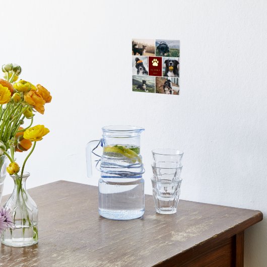 Burgundy Golden Paw Print 6 Fotocollage Hund Foliendrucke (Ablage(Küche))