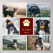 Burgundy Golden Paw Print 6 Fotocollage Hund Foliendrucke (Vorderseite)
