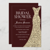 Burgundy Golden Wedding Dress Brautparty laden Einladung (Vorne/Hinten)