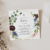 Burgundy Goldene geometrische Taufe Einladung