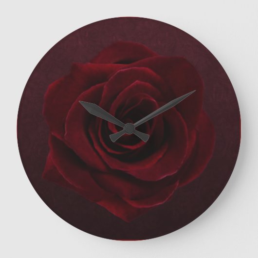 Burgundy Gothic-Rose Große Wanduhr (Vorderseite)
