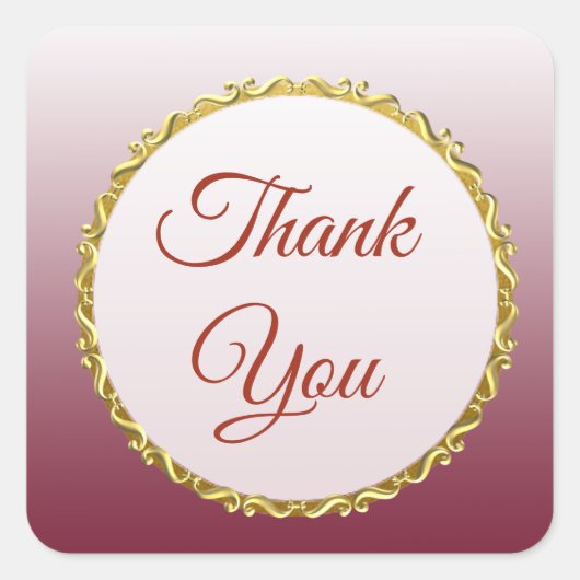 Burgundy Gradient und Gold Danke Stickers (Vorderseite)