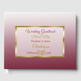 Burgundy Gradient und Gold Heart Wedbook Gästebuch