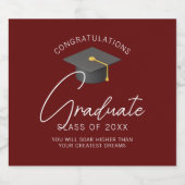 Burgundy Graduate Custom Graduation Party Bierflaschenetikett (Einzelnes Label)