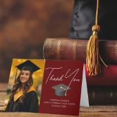 Burgundy Graduate Foto Chic Custom Abschluss Dankeskarte