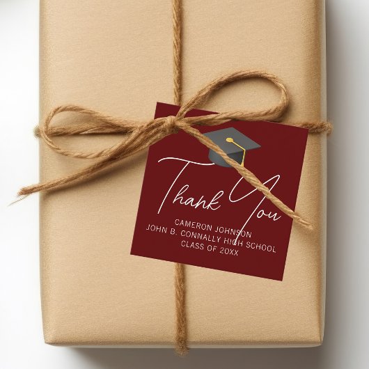 Burgundy Graduate Personalisiert Graduate Party Geschenkanhänger