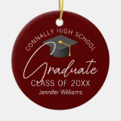 Burgundy Graduation Photo Personalized Christmas Keramik Ornament (Vorne)