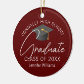 Burgundy Graduation Photo Personalized Christmas Keramik Ornament (Links)