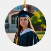 Burgundy Graduation Photo Personalized Christmas Keramik Ornament (Hinten)