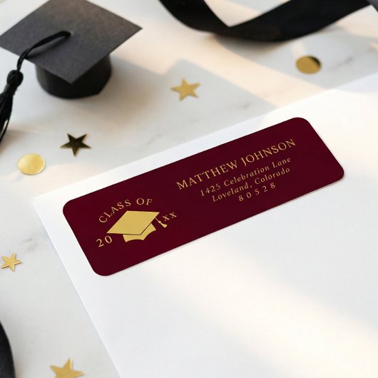 Burgundy Graduation Return Address