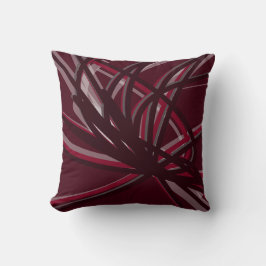 Burgundy & Grau Abstrakte Ribbons Kissen