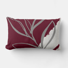 Burgundy & Graue Minimalistische Blätter Lendenkissen