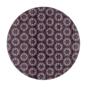 Burgundy & Gray Blumen lackierte Quilt Schneidebrett