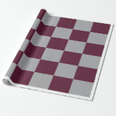 Burgundy & Gray Checkered Wrapping Paper Geschenkpapier (Ungerollt)