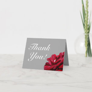 Burgundy Gray Floral Wedding Small Danke Card Karte