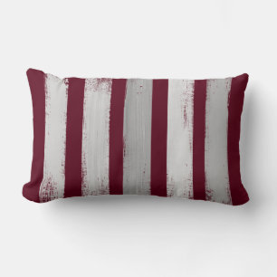 Burgundy & Gray Pinselstriche Lendenkissen