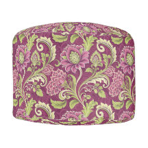 Burgundy & Green Floral Damask
