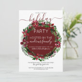 Burgundy Green Floral Wreath Watercolor Holiday Einladung (Stehend Vorderseite)