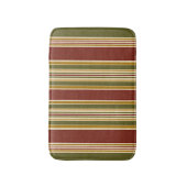 Burgundy Green Ivory Ochre Yellow Stripes Pattern Badematte (Vorderseite Vertikal)