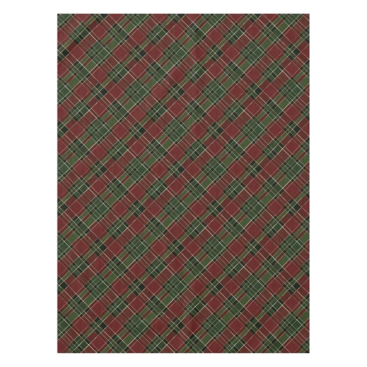 Burgundy Green Karierter Weihnachtsurlaub Tischdecke (Vorderseite)