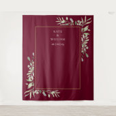 Burgundy Greenerity Wedding Foto Stand Hintergrund Wandteppich (Vorderseite)