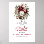 Burgundy Greenery Bridal Shower Welcome Poster (Vorne)