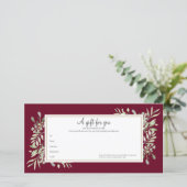Burgundy Greenery Gold Business Geschenkgutschein (Stehend Vorderseite)