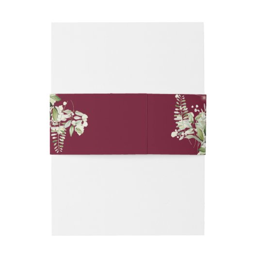 Burgundy Greenery String Lights Wedding Einladungsbanderole (Rückseitenbeispiel)